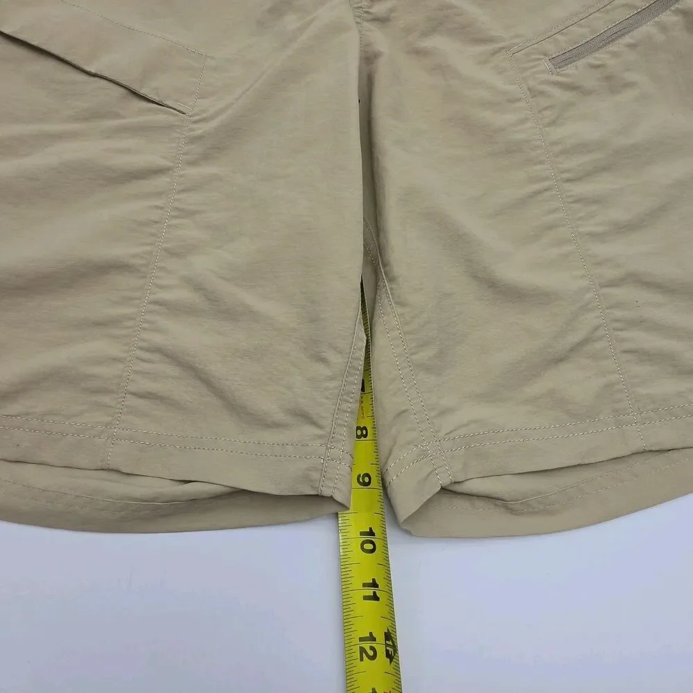 North Face Utility Shorts Khaki Tan Men Sz XL Nylon Flat Front 9